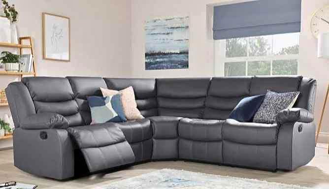Roma Grey Leather Corner Sofa 230x230 cm