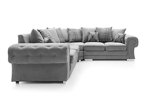 Elegant Grey L Shaped Corner Sofa for Living Room