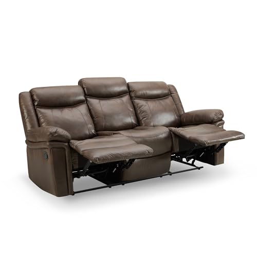 Brown Faux Leather 3-Seater Recliner Sofa