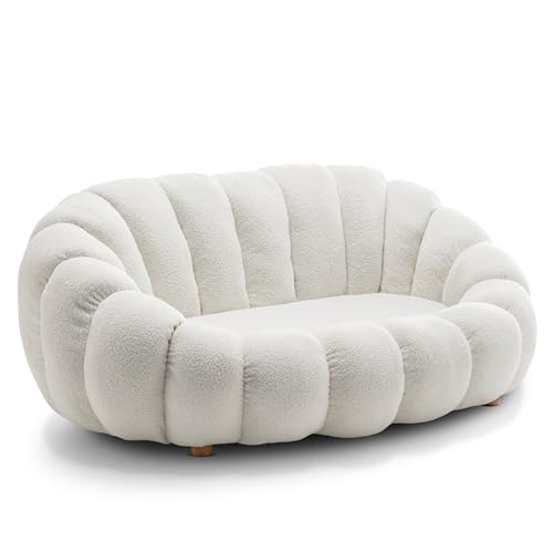 Cozy White Boucle 2-Seater Snuggle Sofa