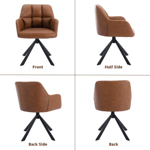 Modern Brown PU Leather Swivel Accent Chair