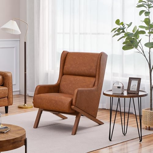 Yaheetech Brown PU Leather Accent Armchair