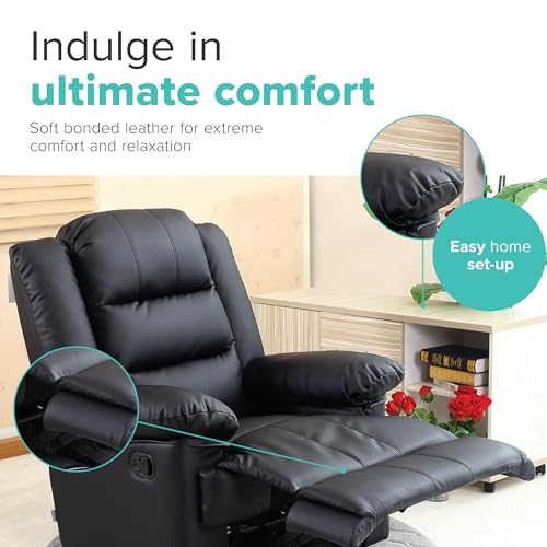 Loxley Manual Recliner Armchair in Black Leather