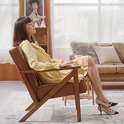 Light Brown PU Leather Modern Tub Armchair