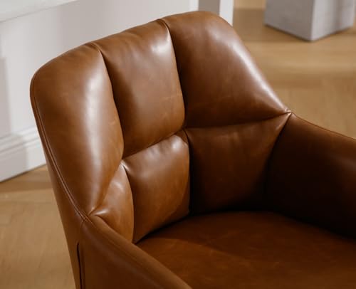 Modern Brown PU Leather Swivel Accent Chair