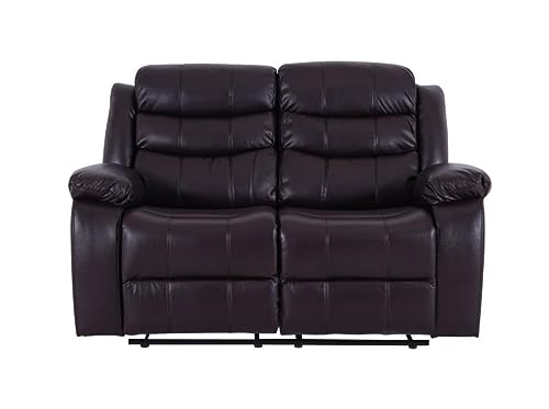 Roma Brown Leather Recliner Sofa for Two