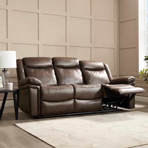 Brown Faux Leather 3-Seater Recliner Sofa