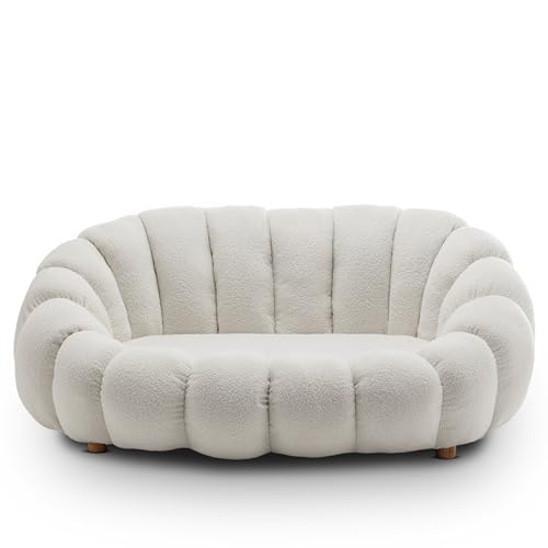 Cozy White Boucle 2-Seater Snuggle Sofa