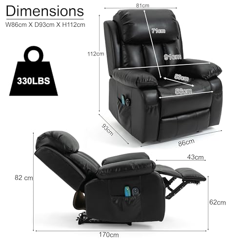 Blisswood Electric Massage Leather Recliner Armchair