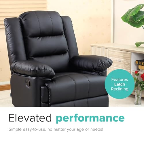 Loxley Manual Recliner Armchair in Black Leather