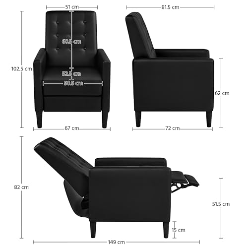 Yaheetech Black PU Leather Reclining Armchair