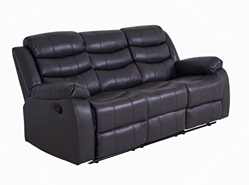 Roma Grey Leather 3-Seater Recliner Sofa