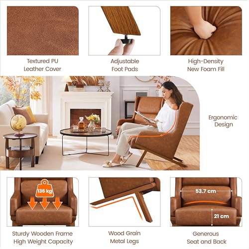 Yaheetech Brown PU Leather Accent Armchair