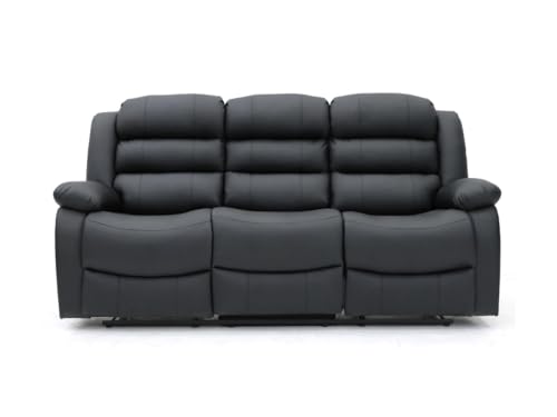 Sorrento Black Faux Leather Recliner Sofa Set