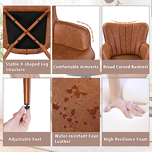Yaheetech Retro Brown Curved Armchair for Living Room