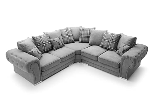 Elegant Grey L Shaped Corner Sofa for Living Room