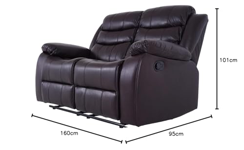 Roma Brown Leather Recliner Sofa for Two