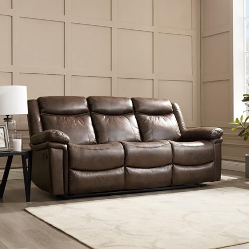 Brown Faux Leather 3-Seater Recliner Sofa
