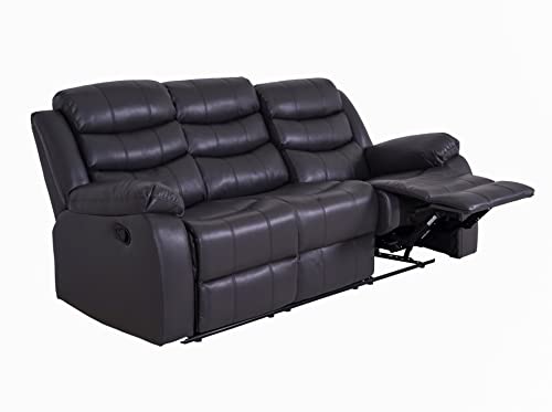 Roma Grey Leather 3-Seater Recliner Sofa