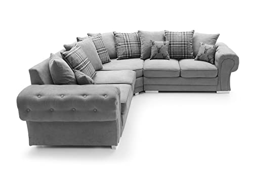 Elegant Grey L Shaped Corner Sofa for Living Room