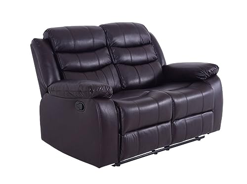 Roma Brown Leather Recliner Sofa for Two