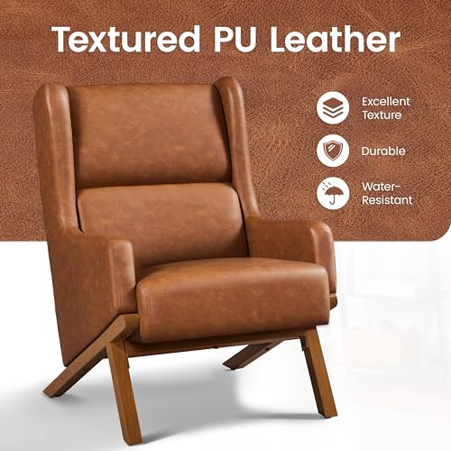 Yaheetech Brown PU Leather Accent Armchair