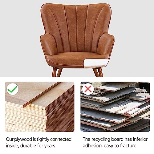 Yaheetech Retro Brown Curved Armchair for Living Room
