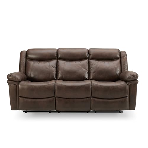 Brown Faux Leather 3-Seater Recliner Sofa