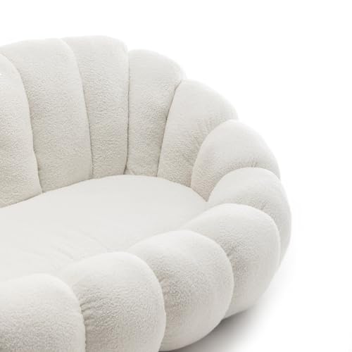 Cozy White Boucle 2-Seater Snuggle Sofa