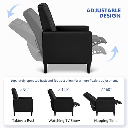Yaheetech Black PU Leather Reclining Armchair