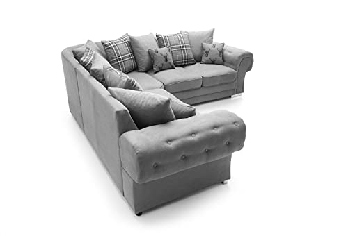 Elegant Grey L Shaped Corner Sofa for Living Room