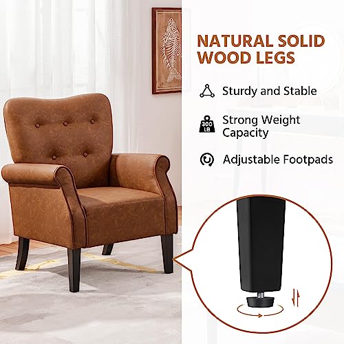 Mid-Century Retro PU Leather Accent Tub Chair