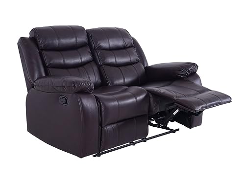 Roma Brown Leather Recliner Sofa for Two