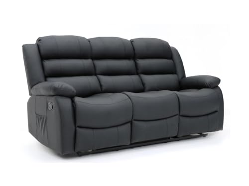 Sorrento Black Faux Leather Recliner Sofa Set