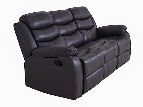 Roma Grey Leather 3-Seater Recliner Sofa