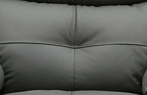 Dark Grey Leather Reclining 3-Seater Sofa Set