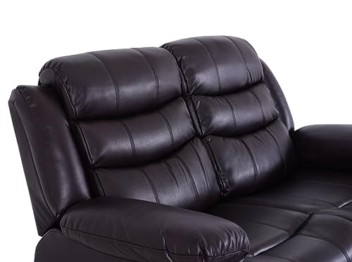 Roma Brown Leather Recliner Sofa for Two