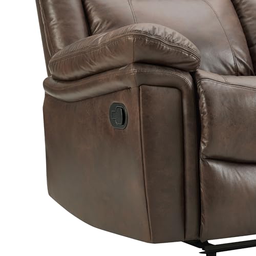Brown Faux Leather 3-Seater Recliner Sofa