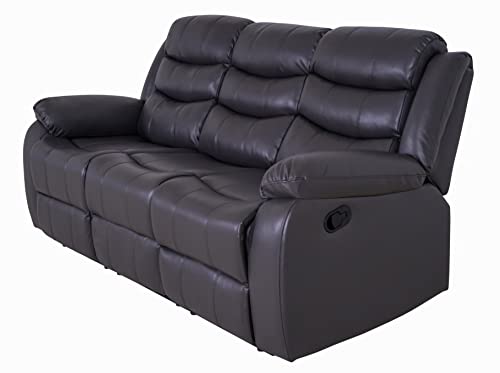 Roma Grey Leather 3-Seater Recliner Sofa