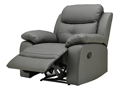 Dark Grey Leather Reclining 3-Seater Sofa Set