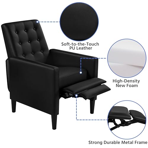 Yaheetech Black PU Leather Reclining Armchair