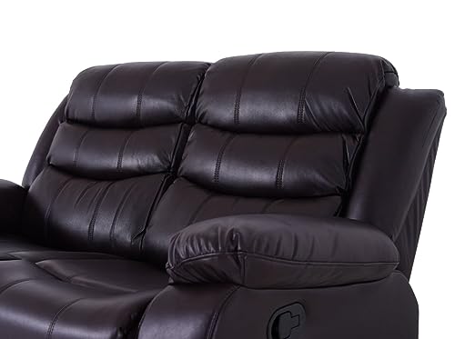 Roma Brown Leather Recliner Sofa for Two