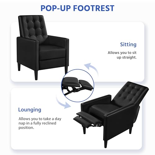 Yaheetech Black PU Leather Reclining Armchair