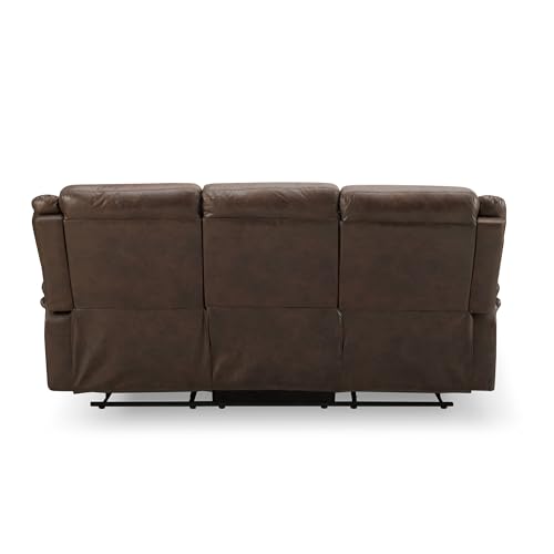 Brown Faux Leather 3-Seater Recliner Sofa