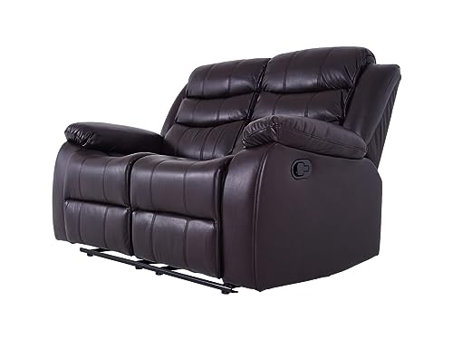 Roma Brown Leather Recliner Sofa for Two