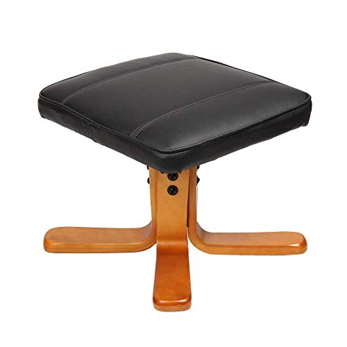 Black Faux Leather Reclining Armchair with Foot Stool
