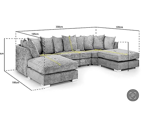 Dark Grey U-Shape Corner Sofa with Full Back