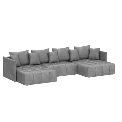 Seoul U-Shape Sofa Bed with Storage – Light Grey