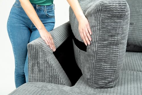 Jumbo Cord Right Corner L-Shaped Sofa - Grey