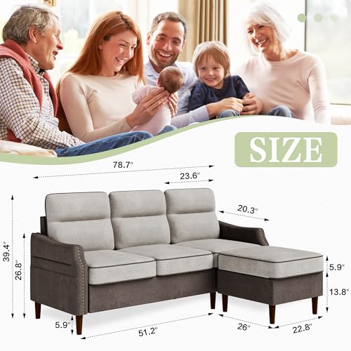 Shintenchi 78” L Shaped 3-Seat Sofa Couch